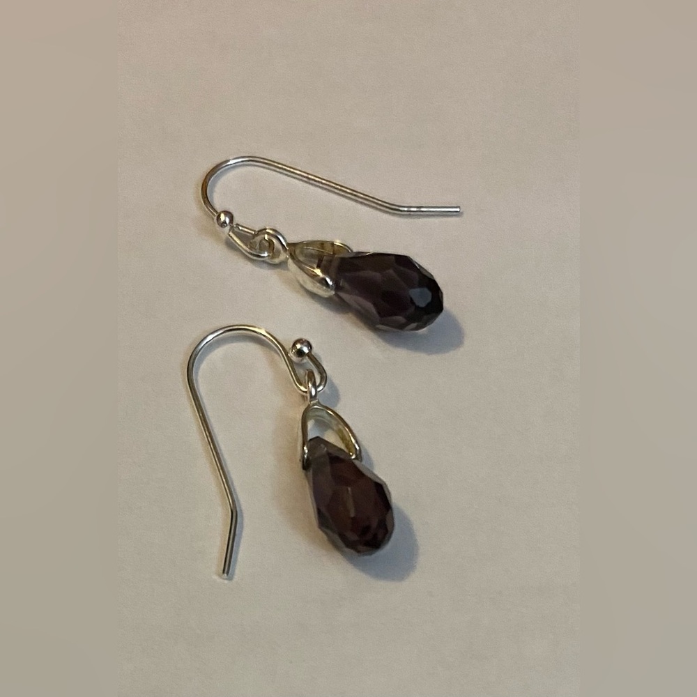 NEW SWAROVSKI dark purple crystal teardrop earrings